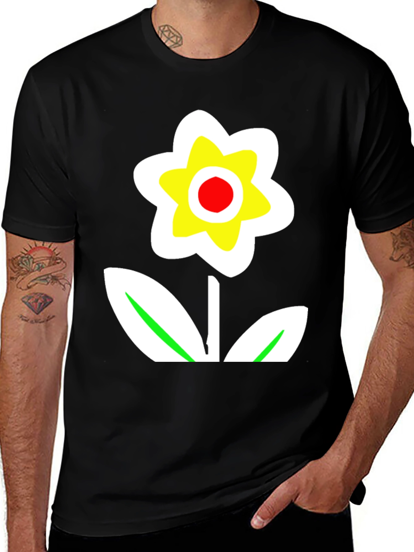 Bold Flower Graphic Tee - Black
