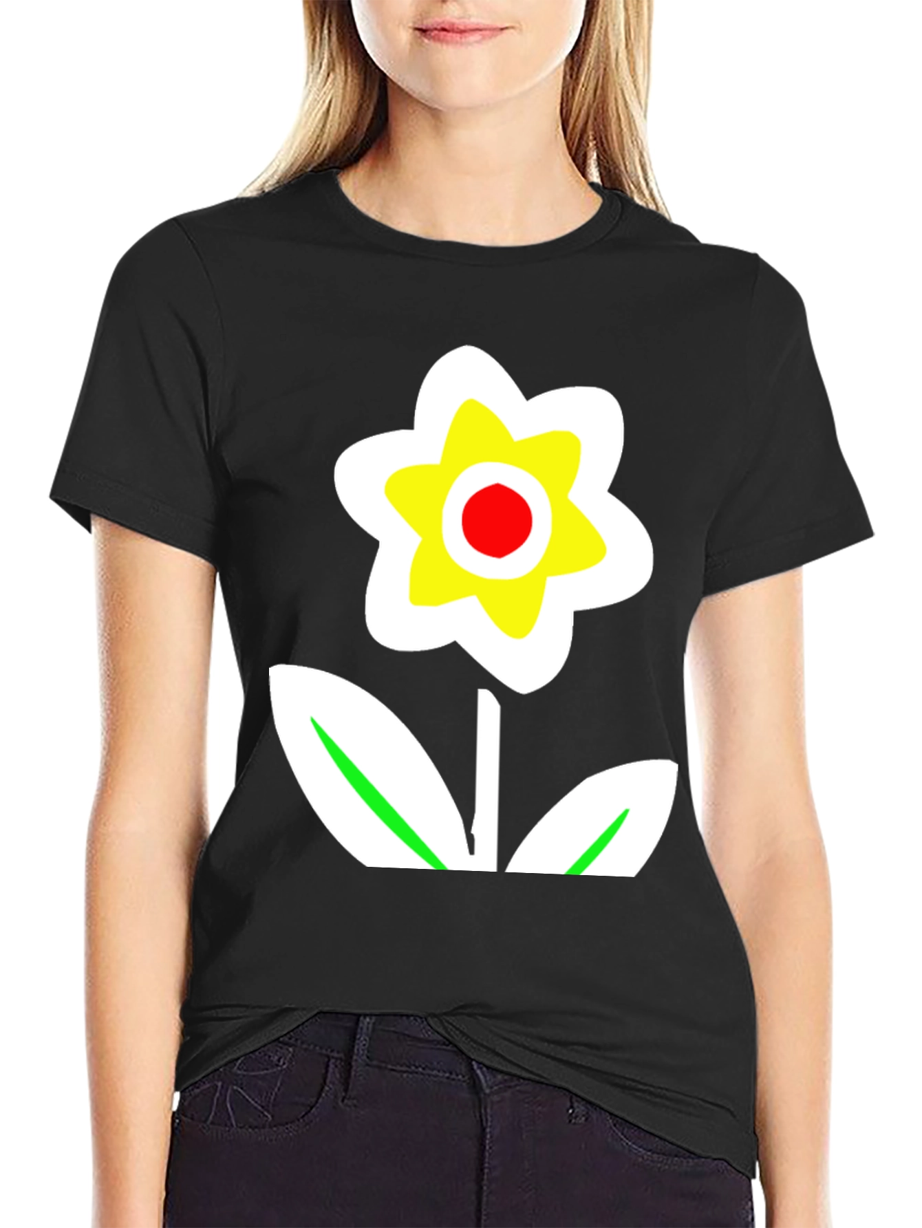 Bold Flower Graphic Tee - Black