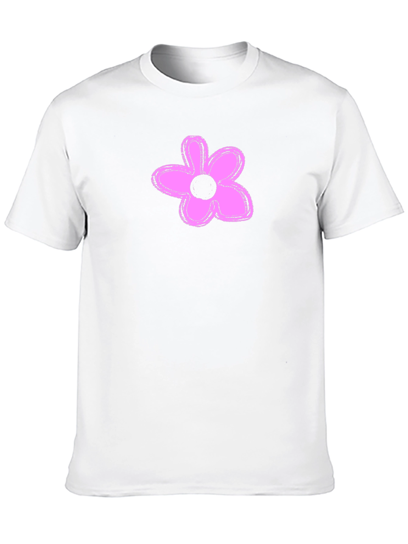 Mens Black T-Shirt with Pink Flower Graphic