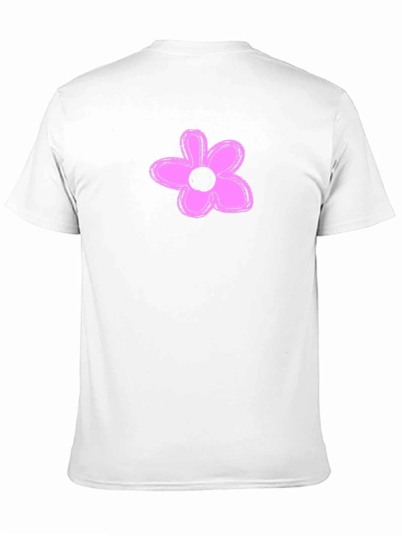 Mens Black T-Shirt with Pink Flower Graphic