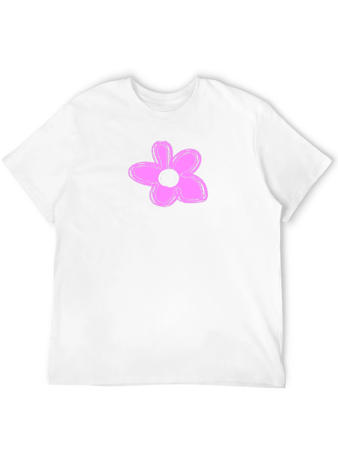 Mens Black T-Shirt with Pink Flower Graphic