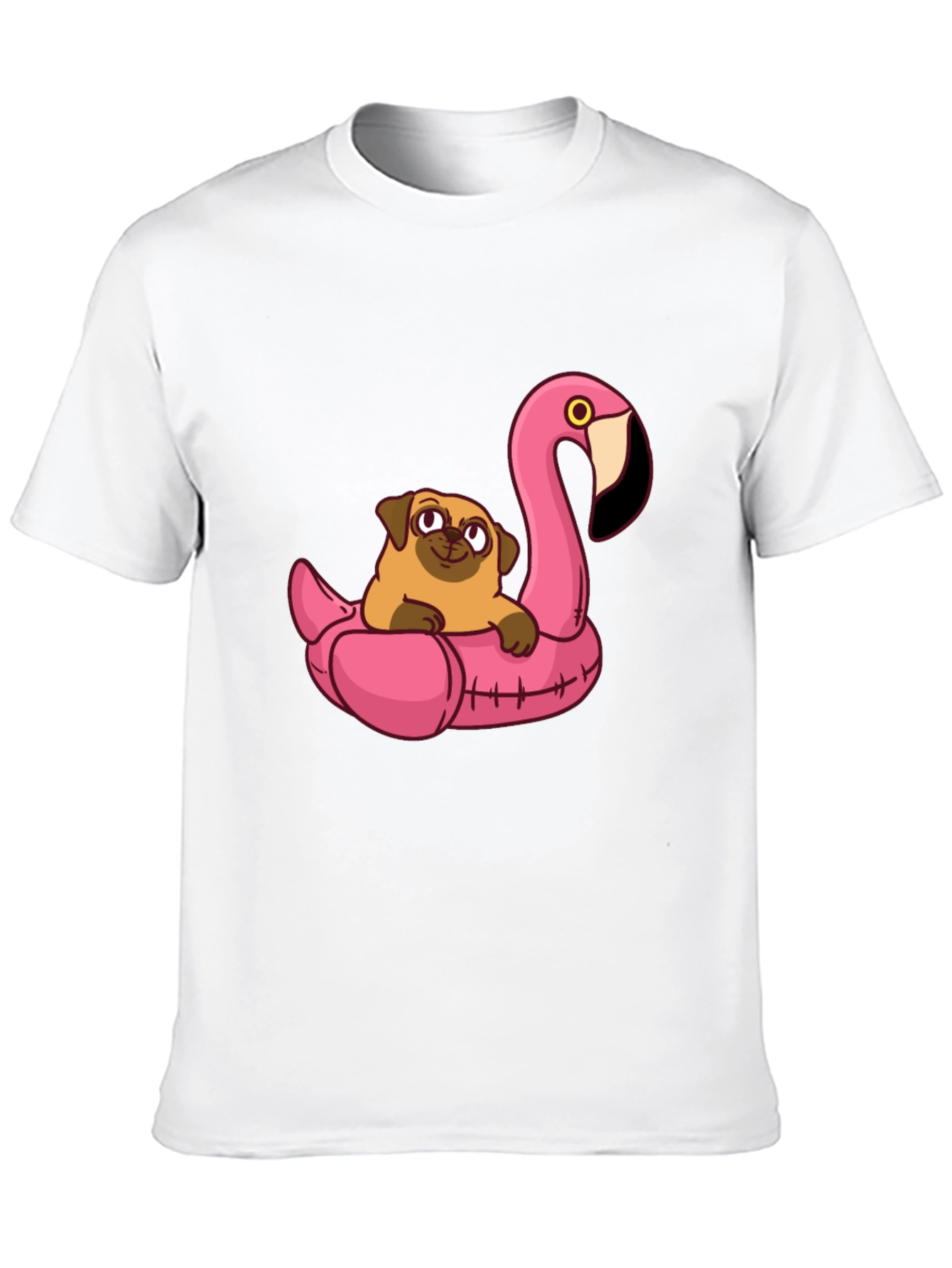Pug on Flamingo Float Graphic Tee