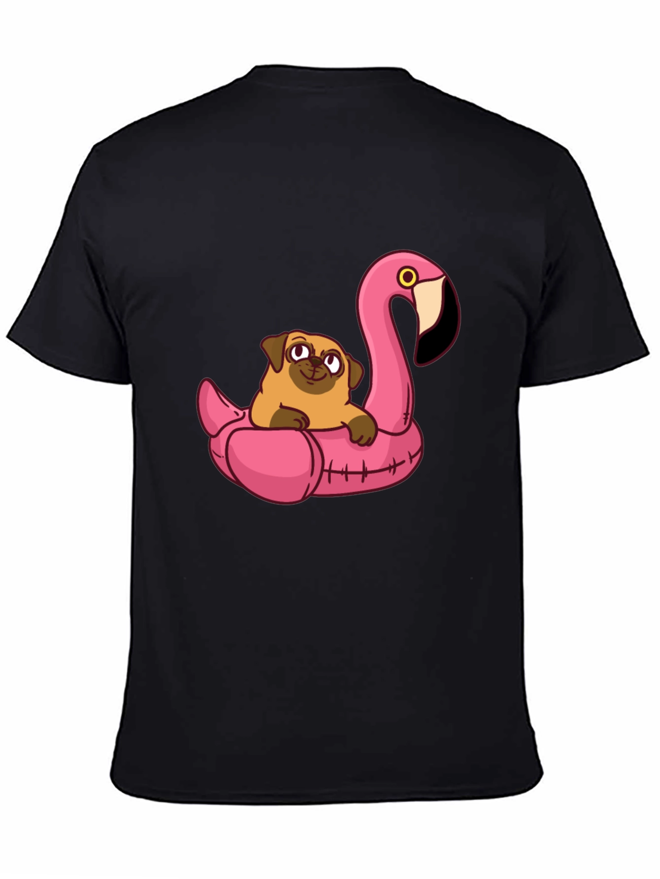 Pug on Flamingo Float Graphic Tee
