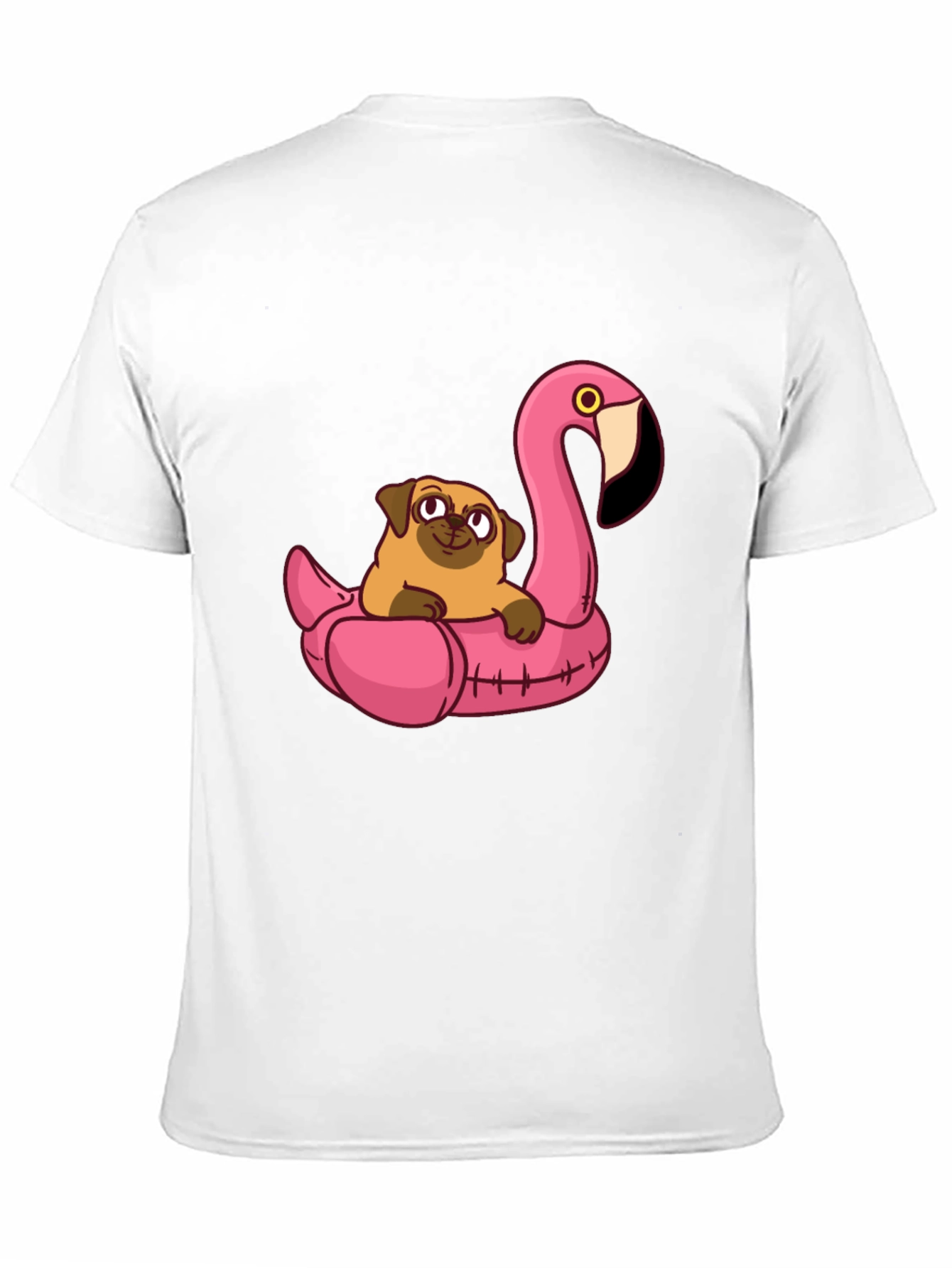 Pug on Flamingo Float Graphic Tee