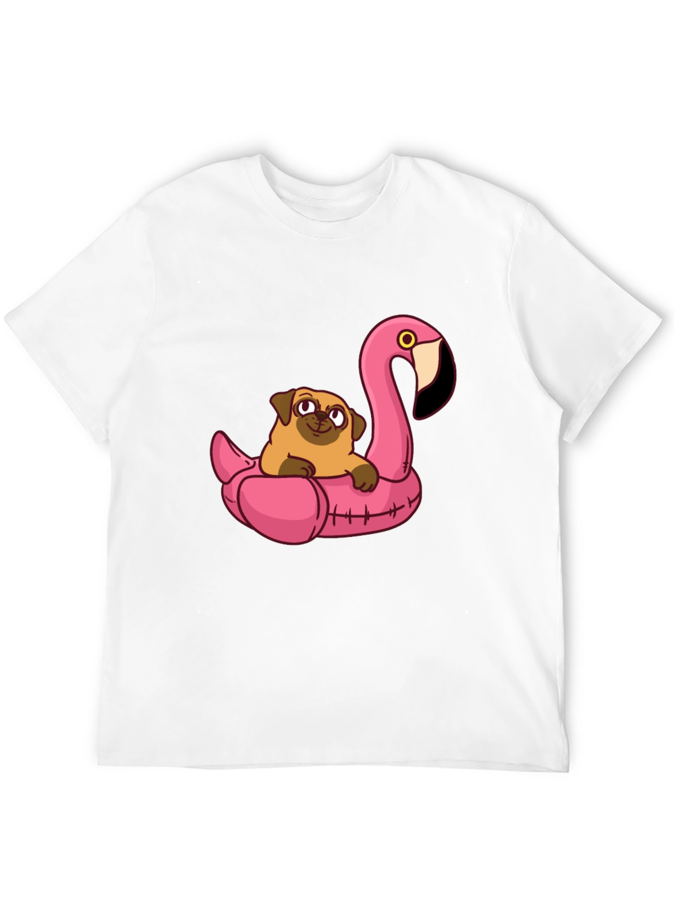 Pug on Flamingo Float Graphic Tee
