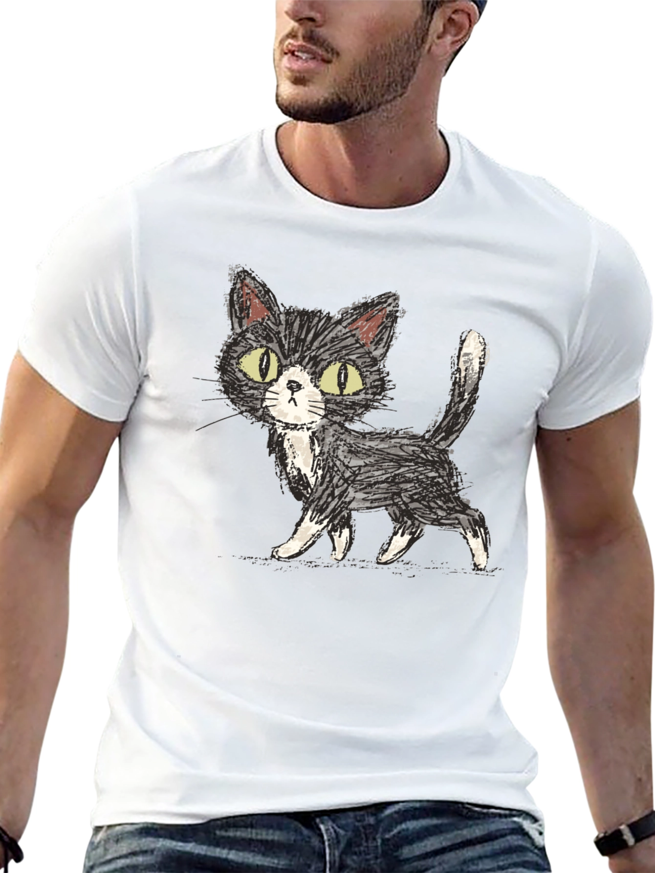 Whimsical Cat Graphic Tee - Unisex Soft Cotton Shirt