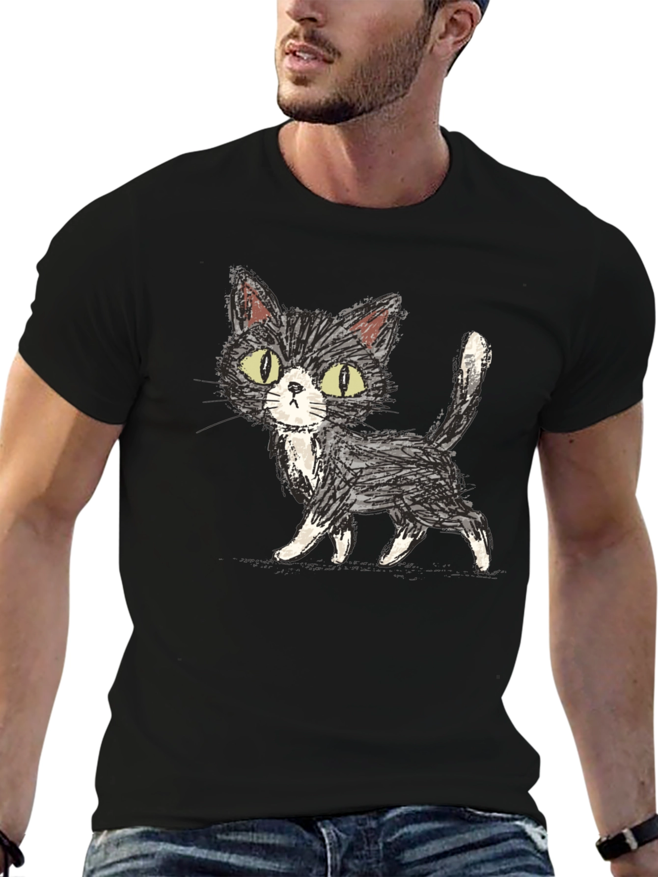 Whimsical Cat Graphic Tee - Unisex Soft Cotton Shirt