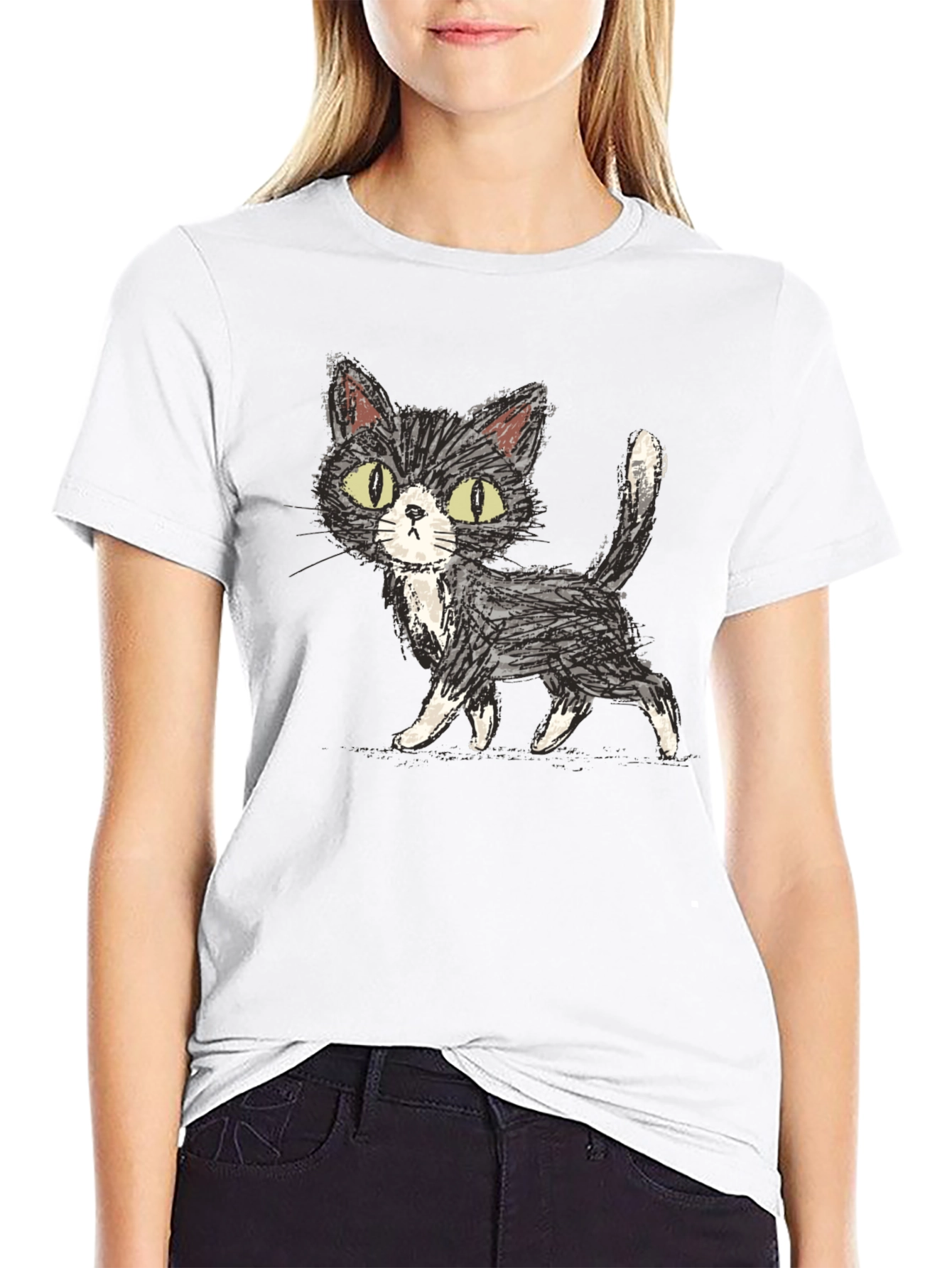 Whimsical Cat Graphic Tee - Unisex Soft Cotton Shirt