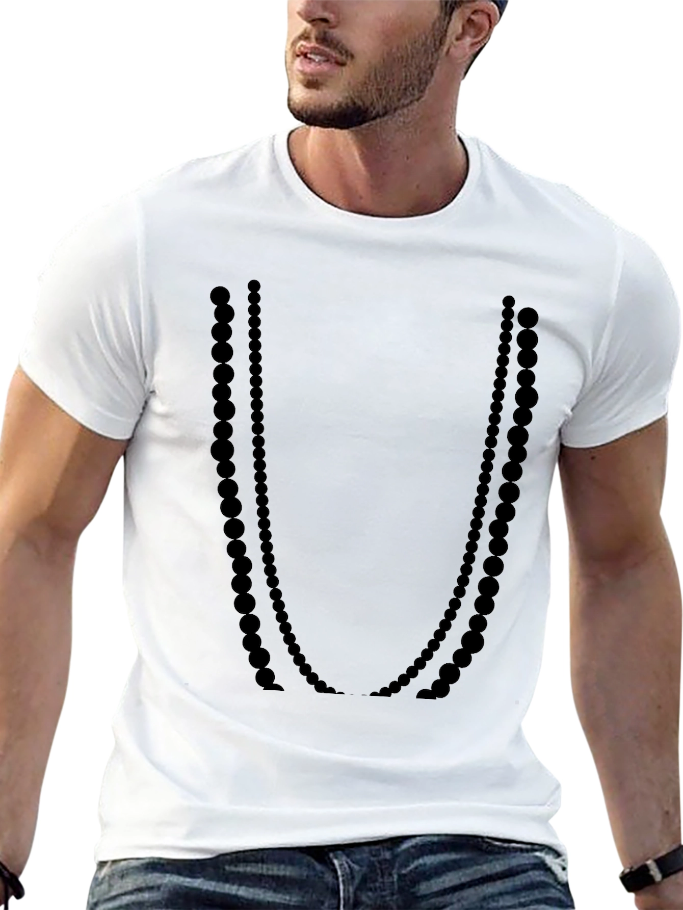 Black Beaded Necklace Graphic Tee