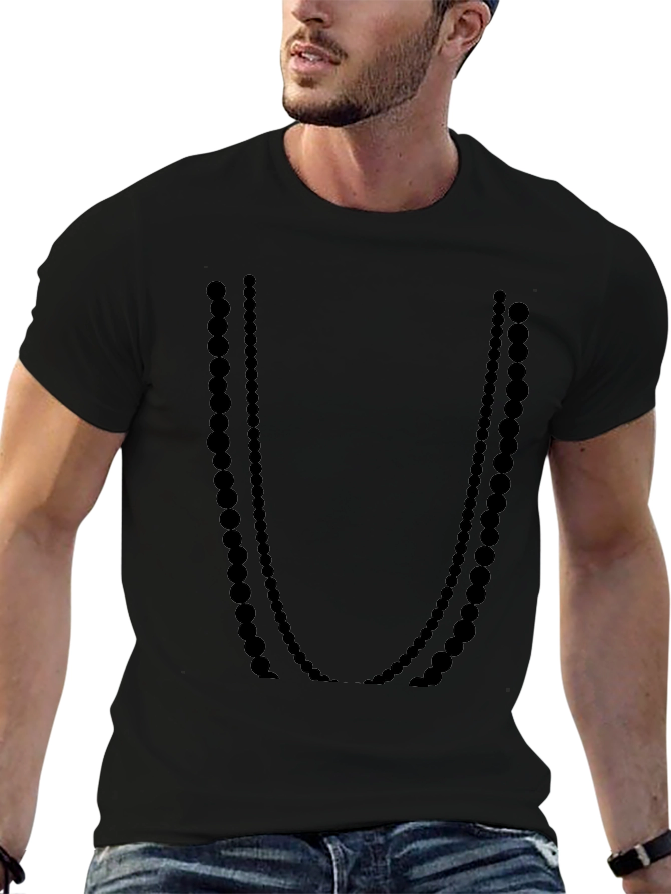 Black Beaded Necklace Graphic Tee