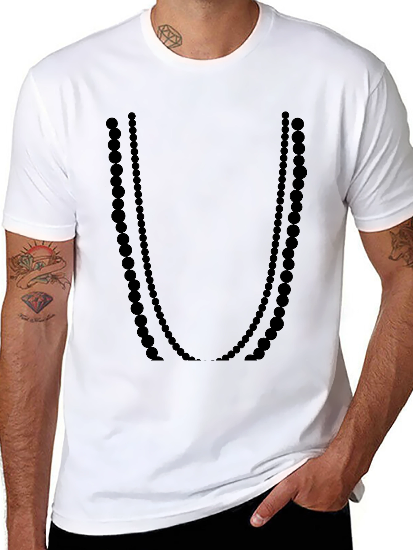 Black Beaded Necklace Graphic Tee
