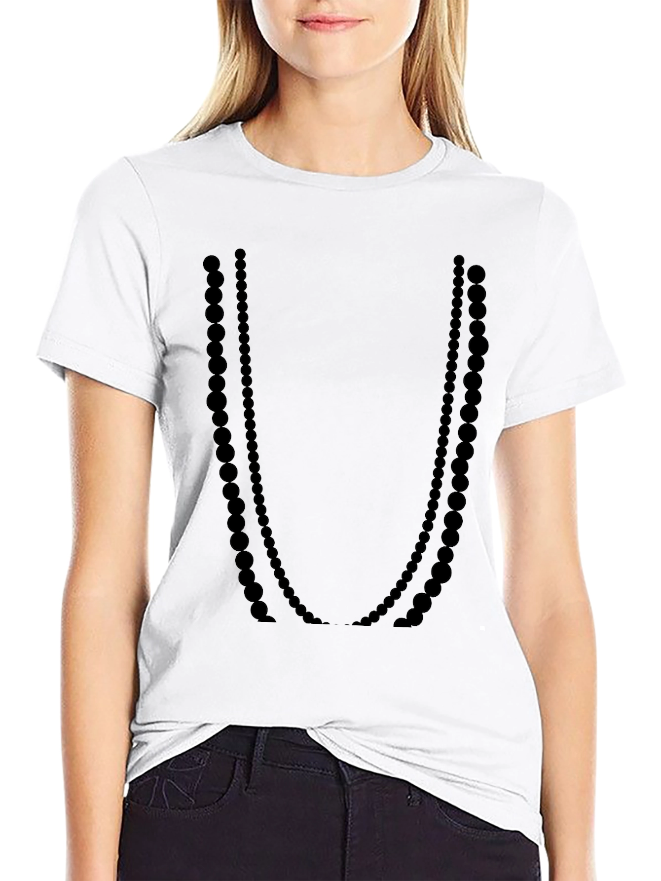 Black Beaded Necklace Graphic Tee