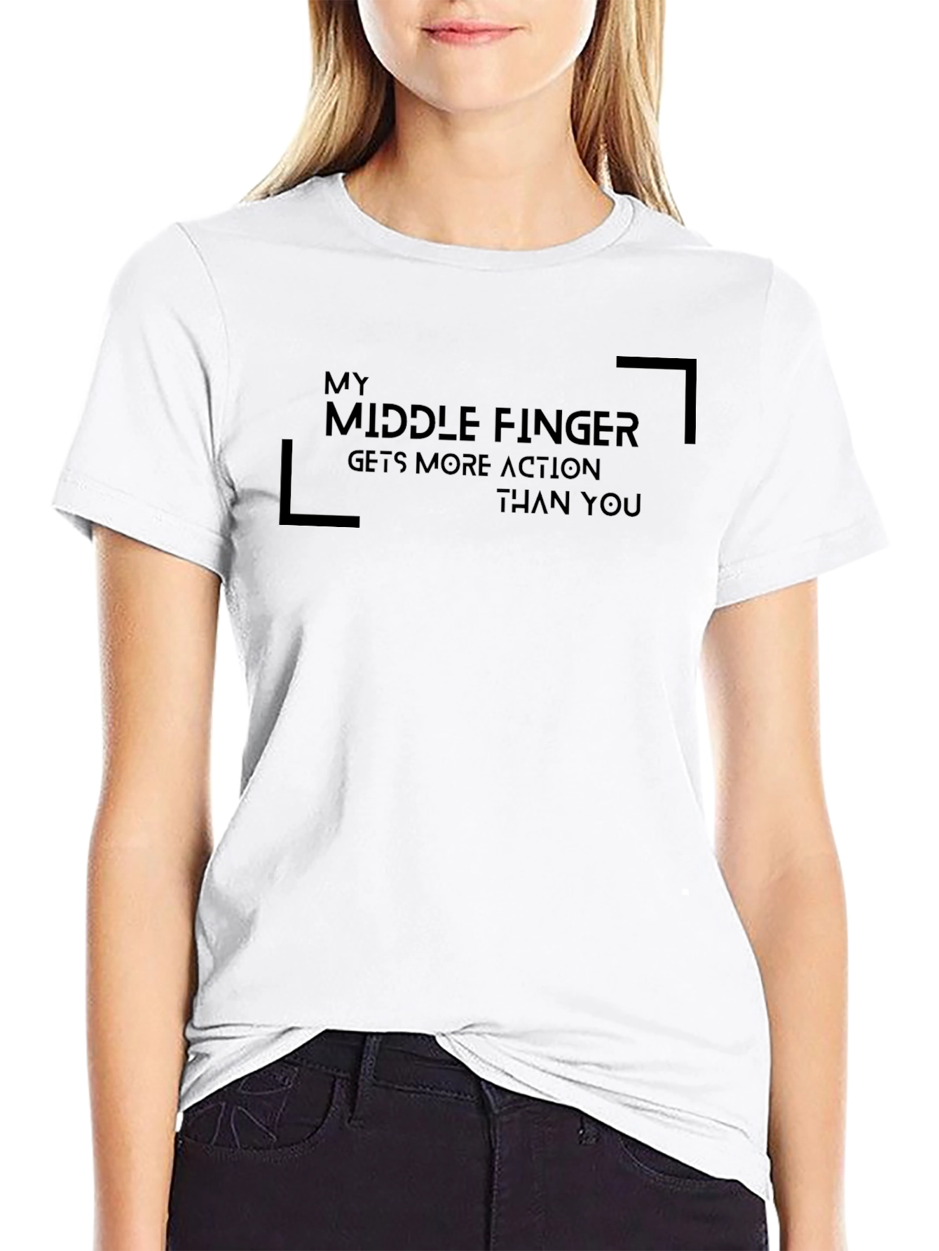 Funny Middle Finger Graphic T-Shirt - Black