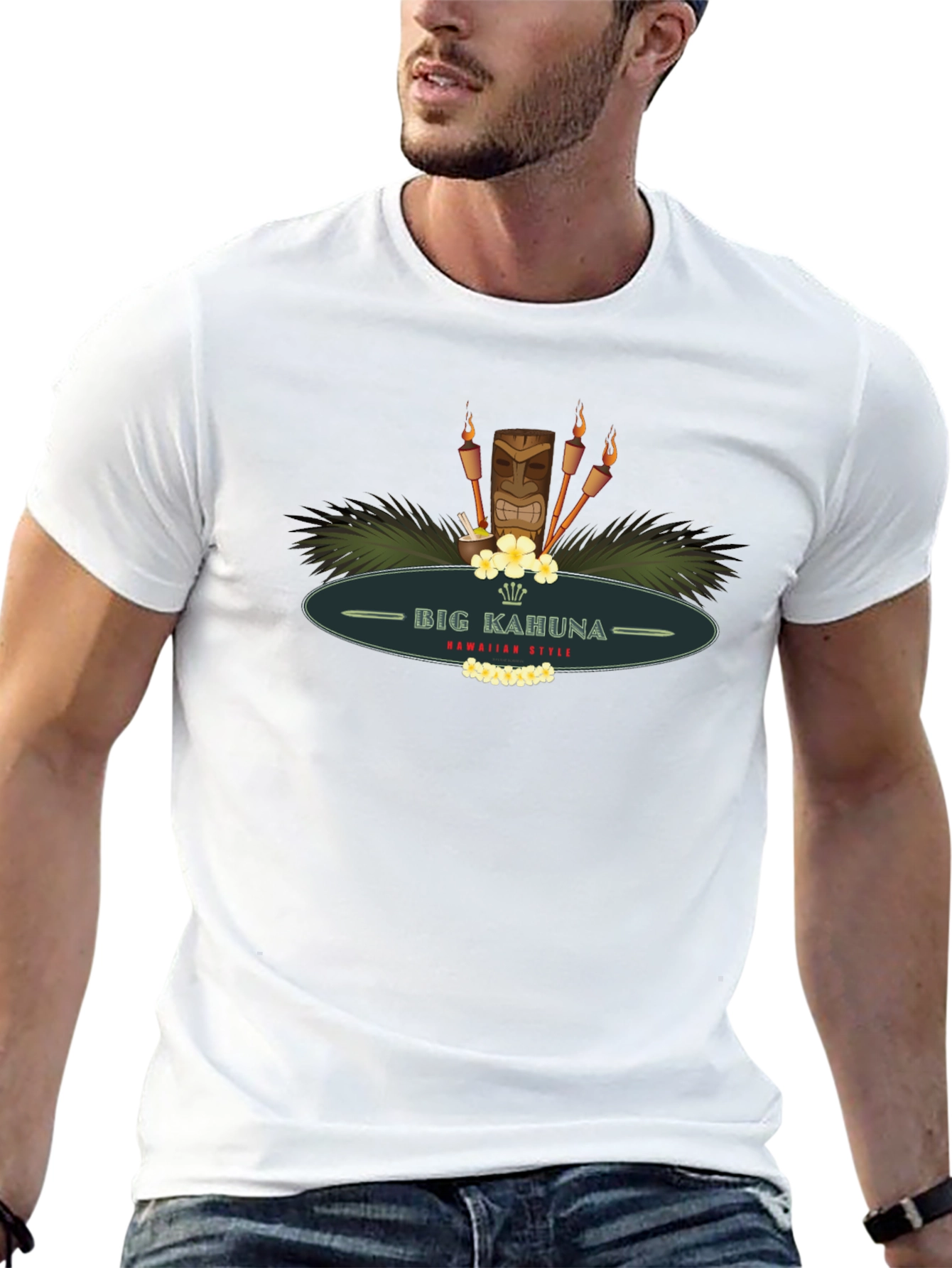 Big Kahuna Hawaiian Style Black T-Shirt