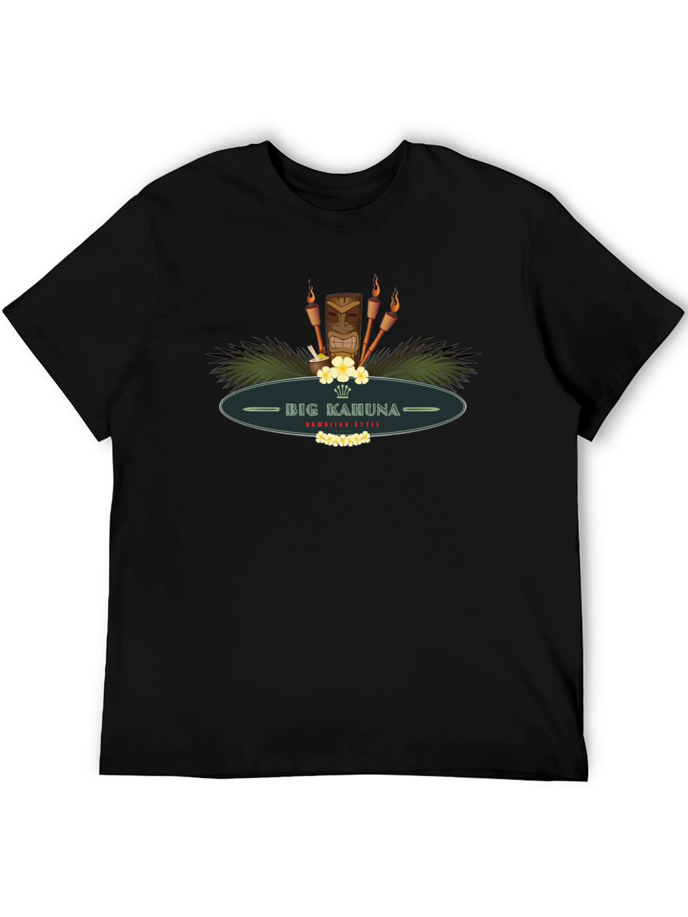 Big Kahuna Hawaiian Style Black T-Shirt