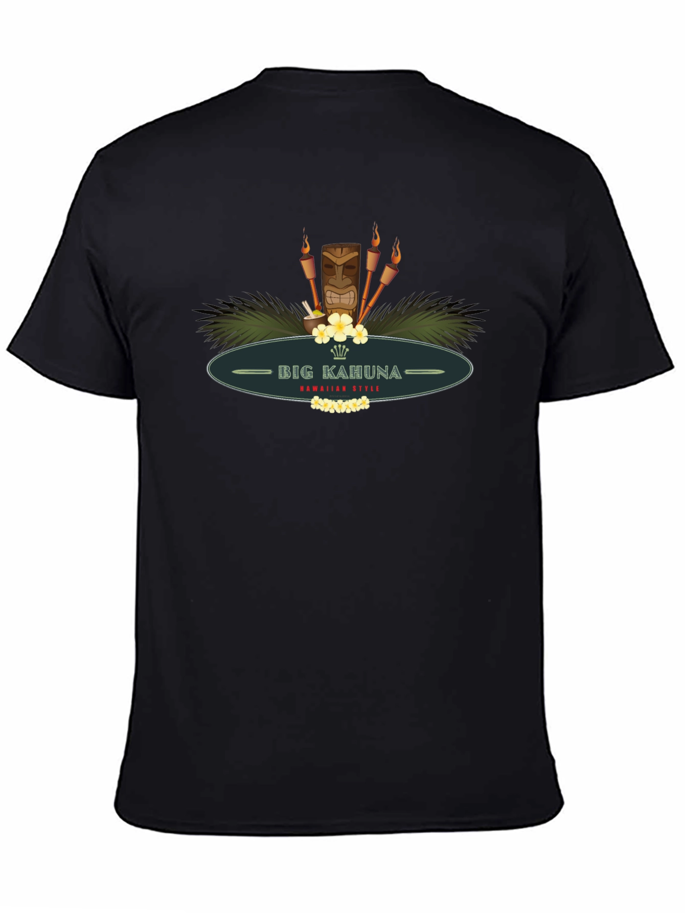 Big Kahuna Hawaiian Style Black T-Shirt