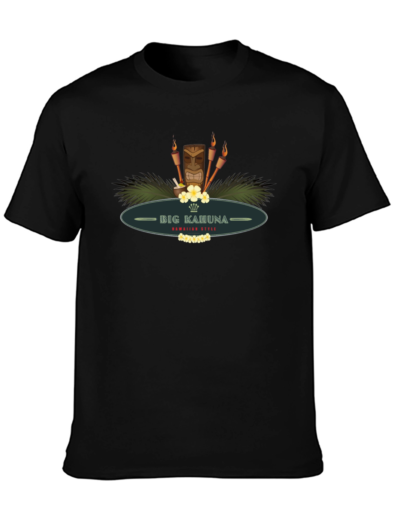 Big Kahuna Hawaiian Style Black T-Shirt