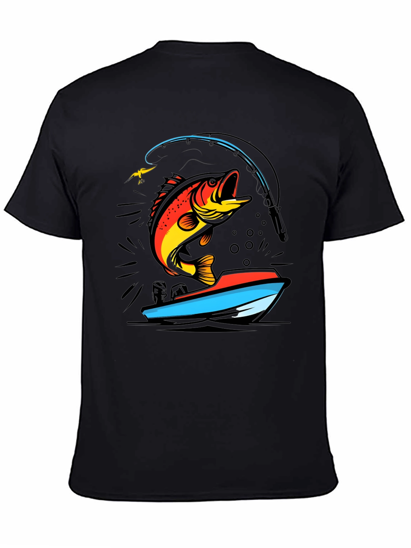 Fishing T-Shirt: Bass Jumping From Boat