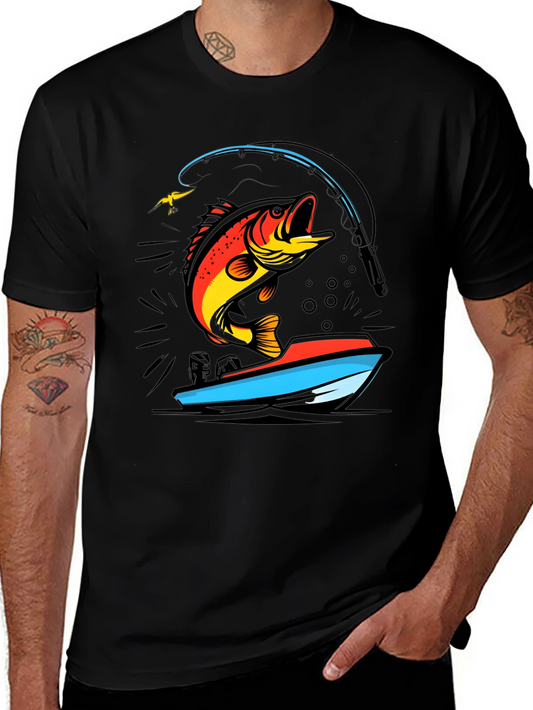 Fishing T-Shirt: Bass Jumping From Boat
