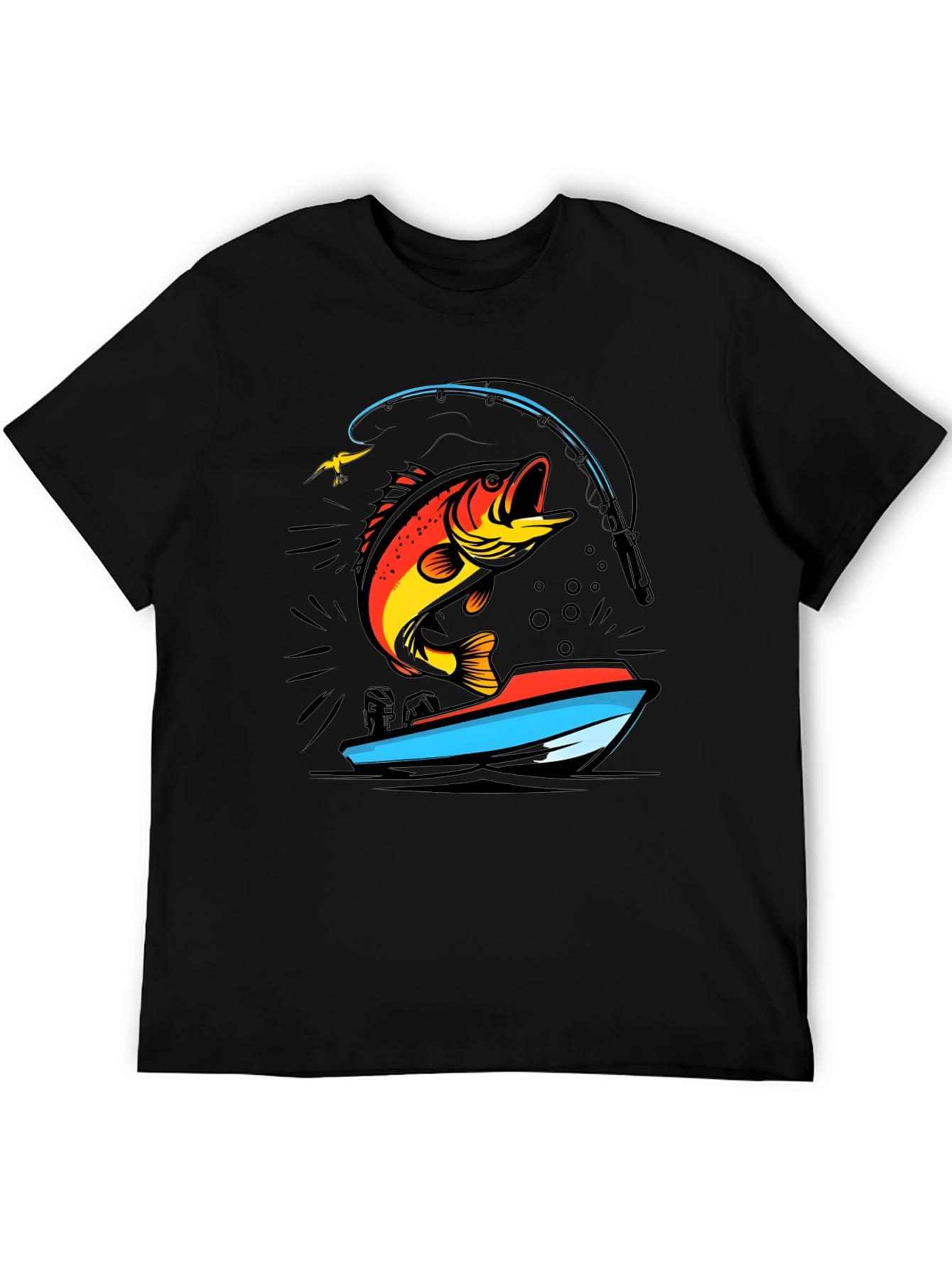 Fishing T-Shirt: Bass Jumping From Boat