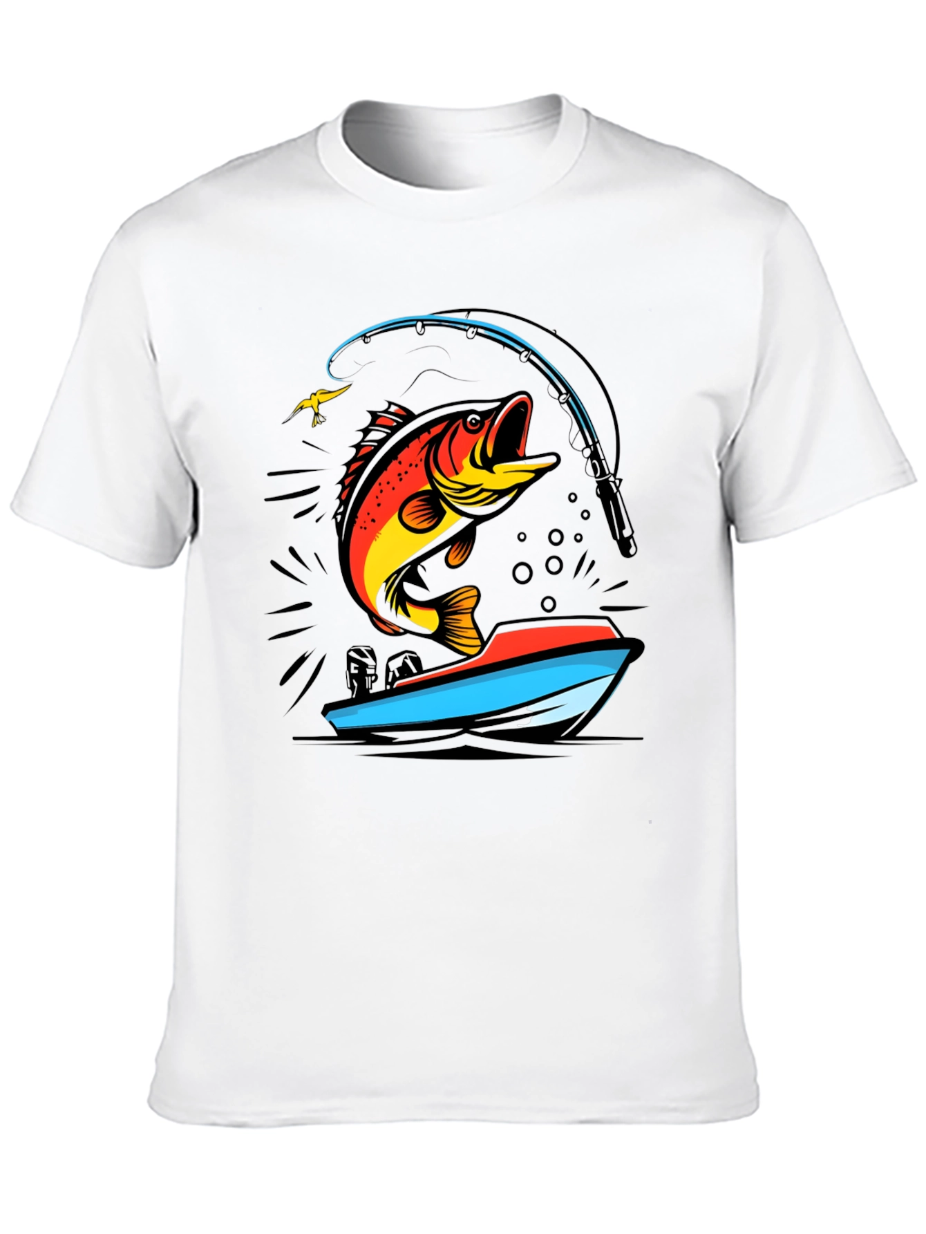 Fishing T-Shirt: Bass Jumping From Boat