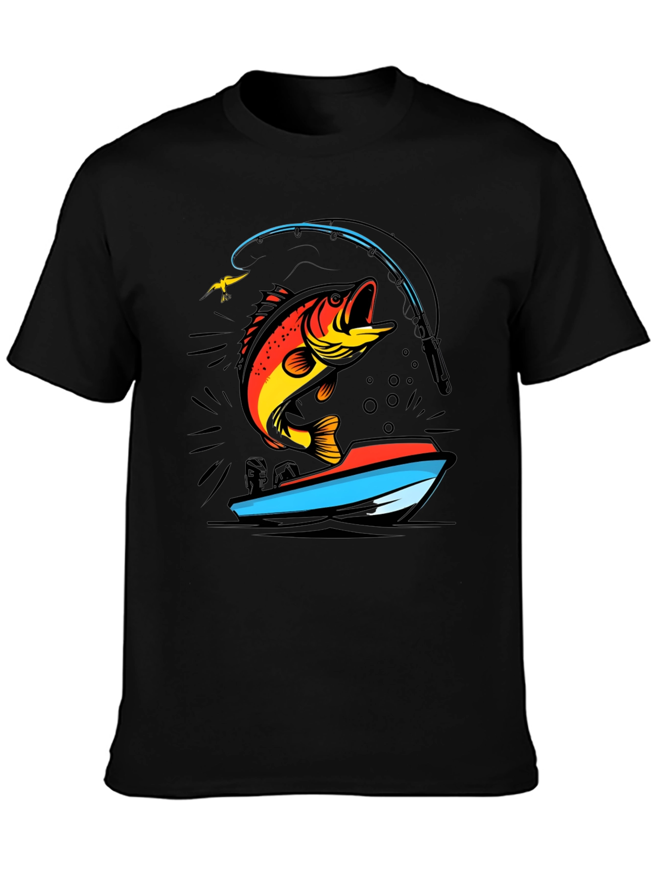 Fishing T-Shirt: Bass Jumping From Boat