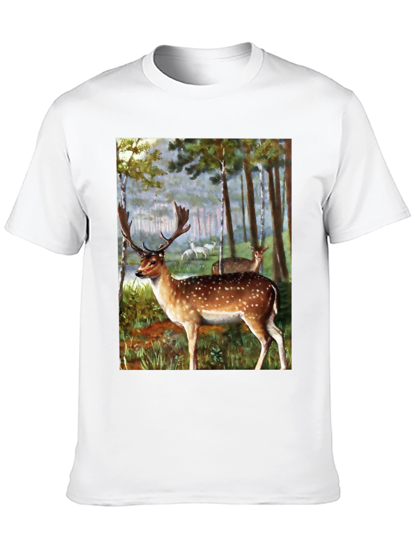 Deer in Forest Graphic Tee - Black