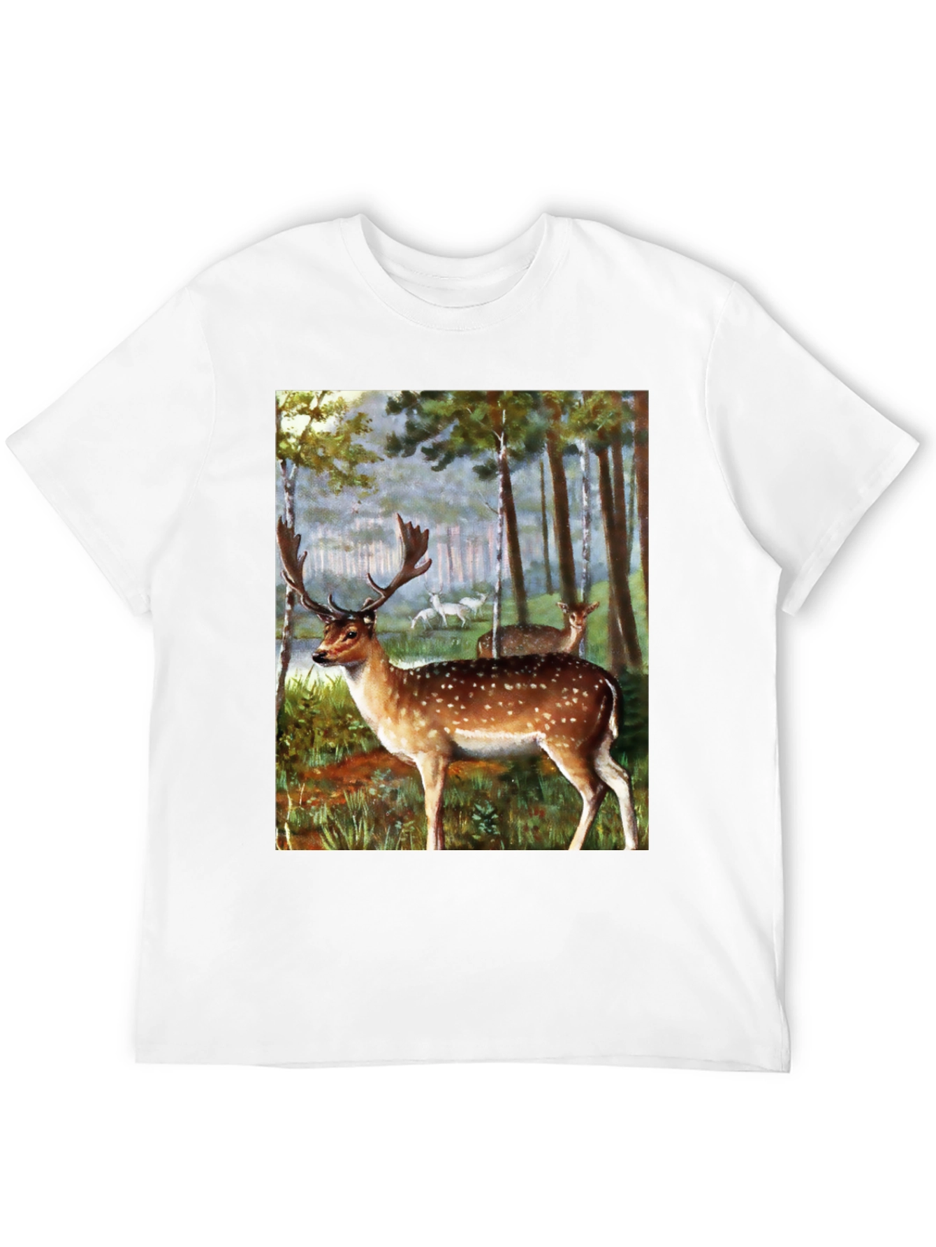 Deer in Forest Graphic Tee - Black