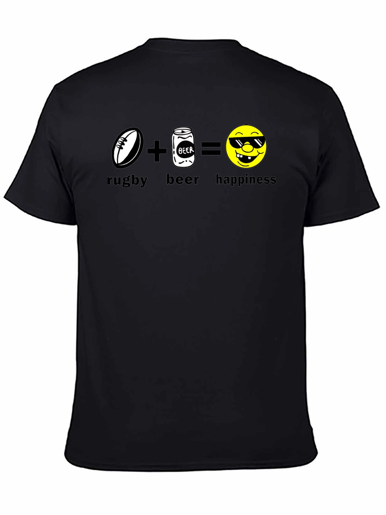 Rugby Beer Happiness Black T-Shirt