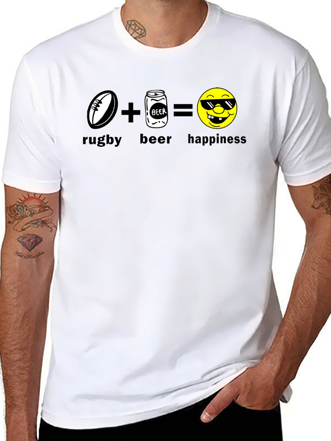 Rugby Beer Happiness Black T-Shirt