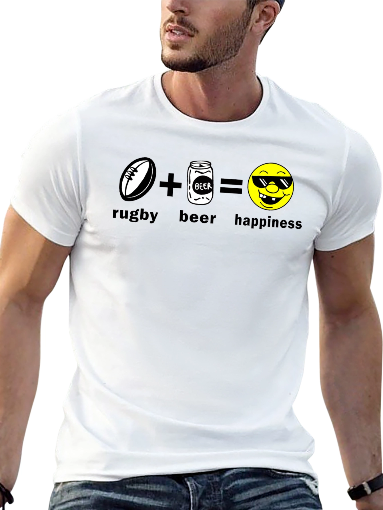 Rugby Beer Happiness Black T-Shirt