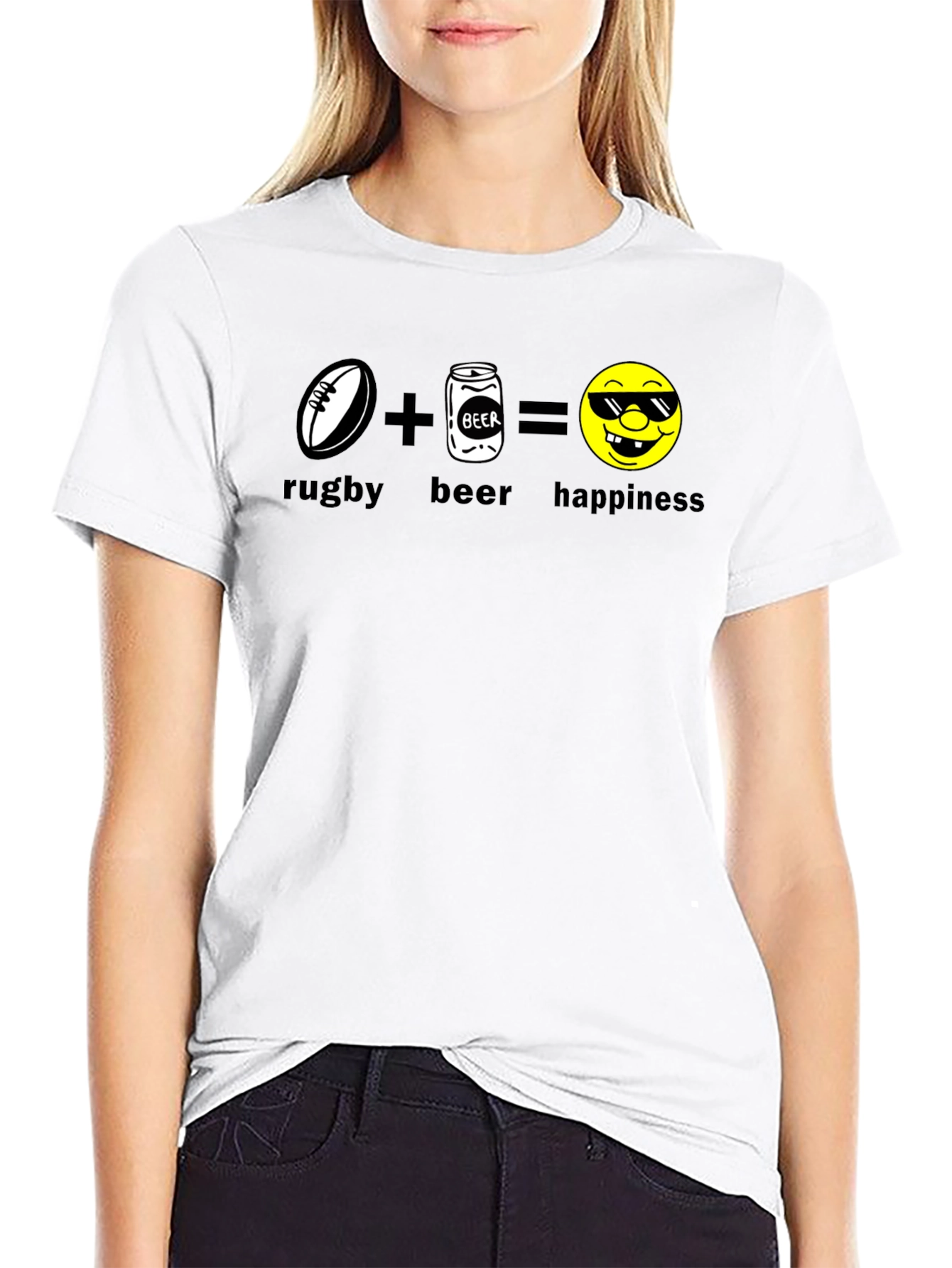 Rugby Beer Happiness Black T-Shirt
