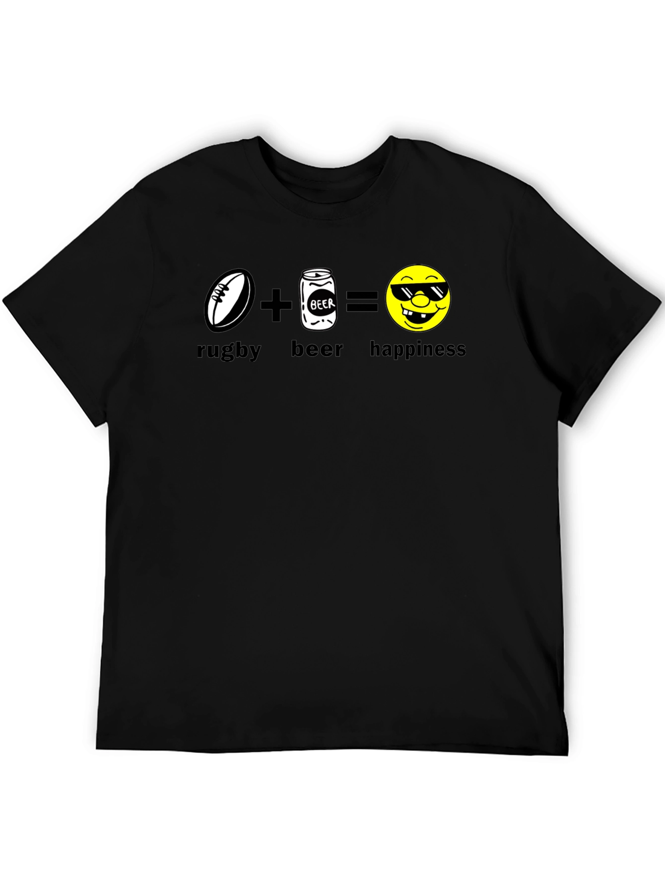 Rugby Beer Happiness Black T-Shirt