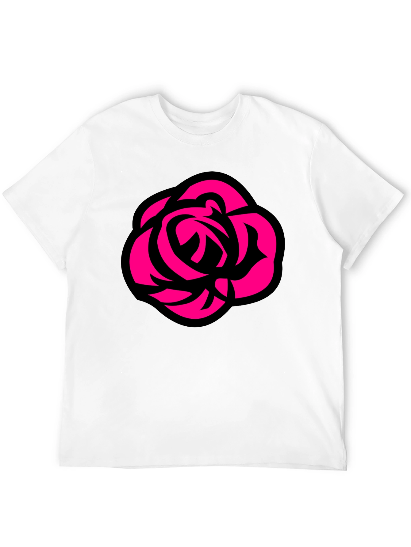 Bold Rose Graphic Tee - Black Cotton Casual T-Shirt