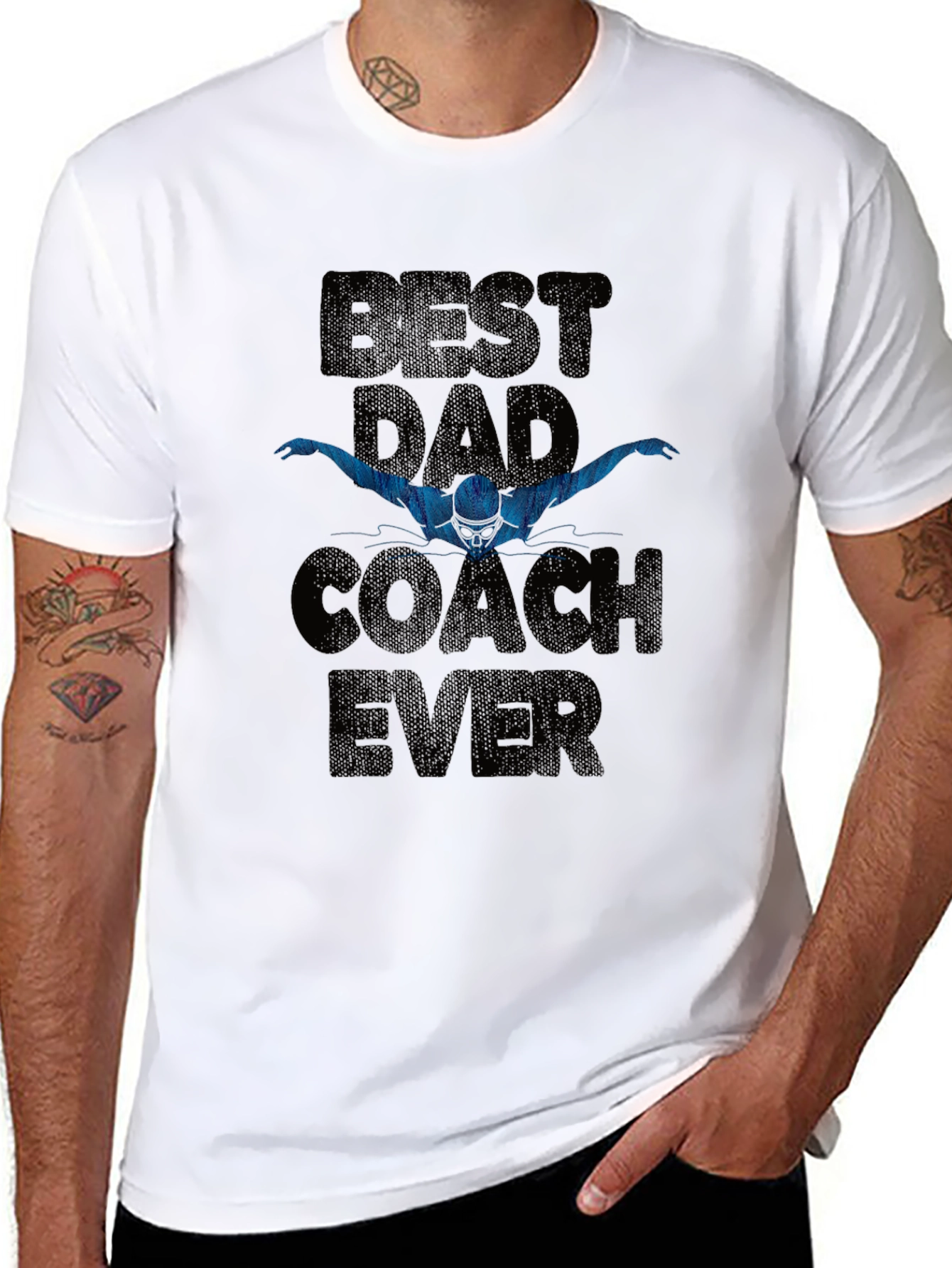 Best Dad Coach Ever T-Shirt - Swimmer Gift