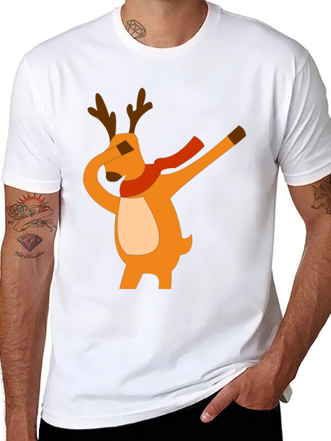 Dabbing Reindeer Graphic Tee - Holiday Cheer