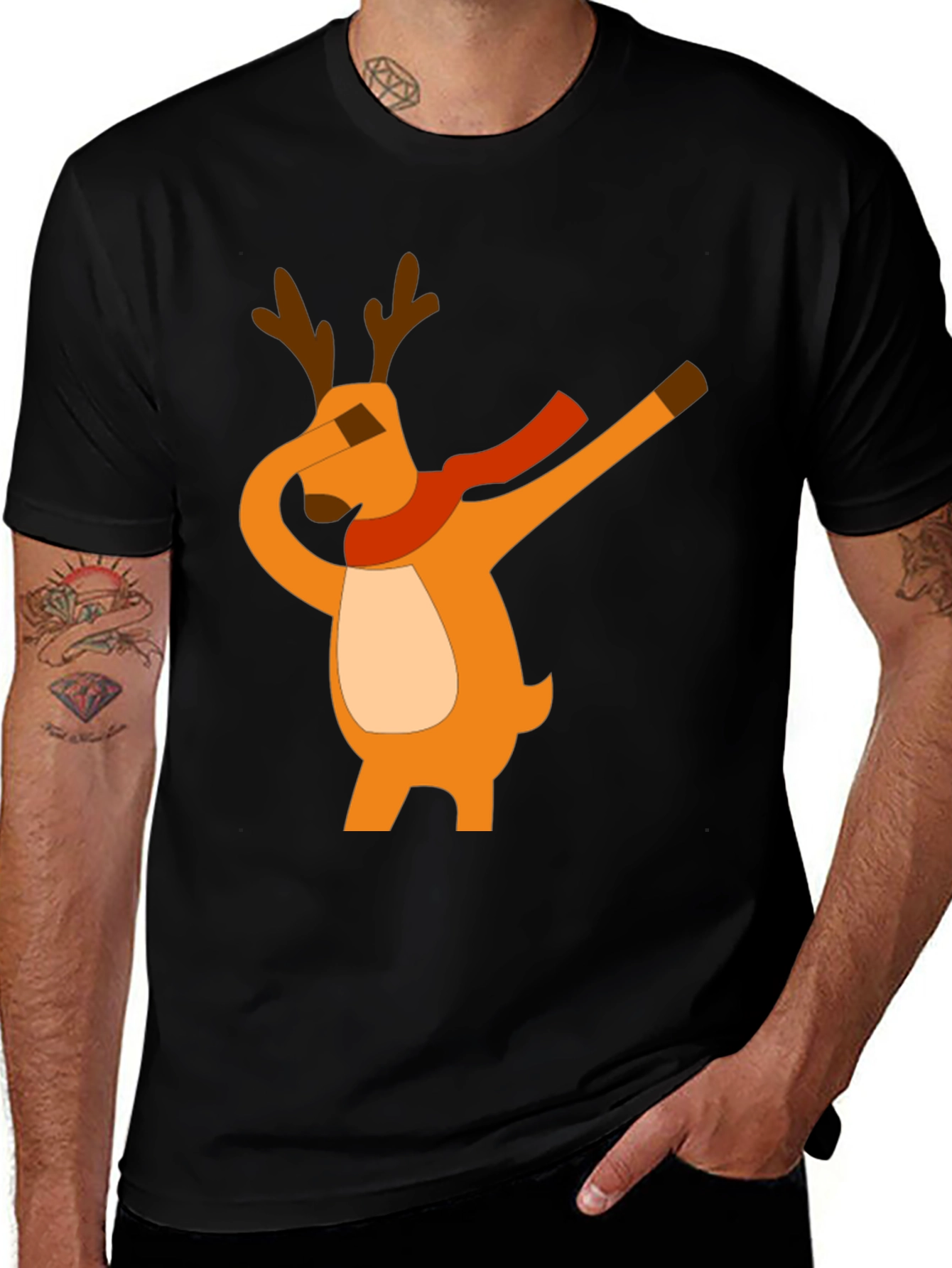 Dabbing Reindeer Graphic Tee - Holiday Cheer