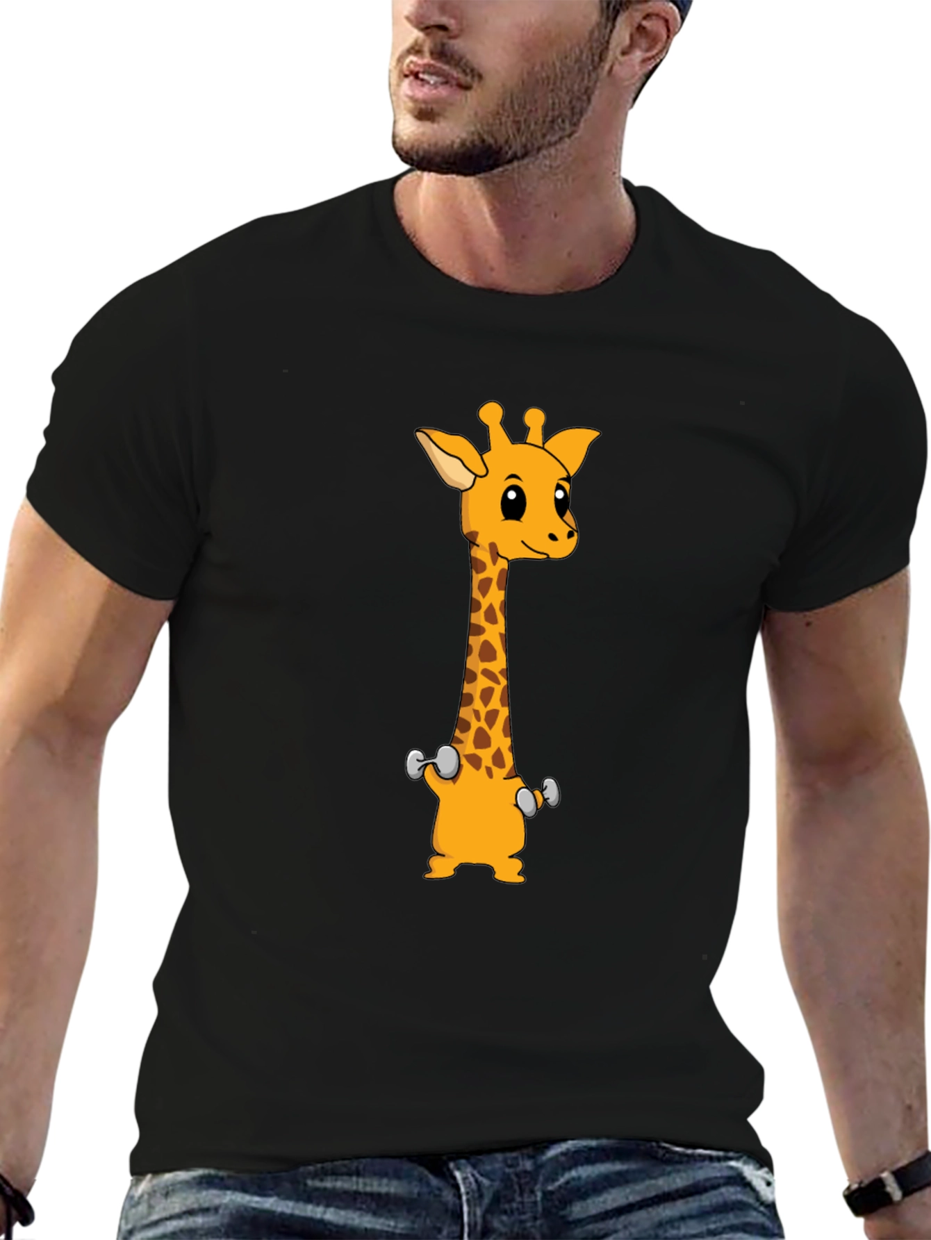Giraffe Weights Black T-Shirt