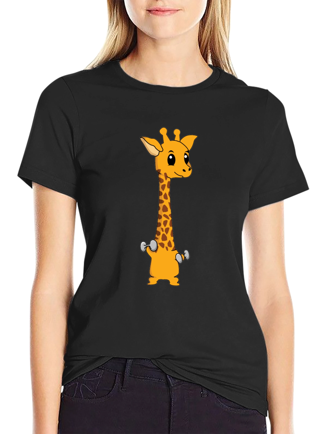 Giraffe Weights Black T-Shirt