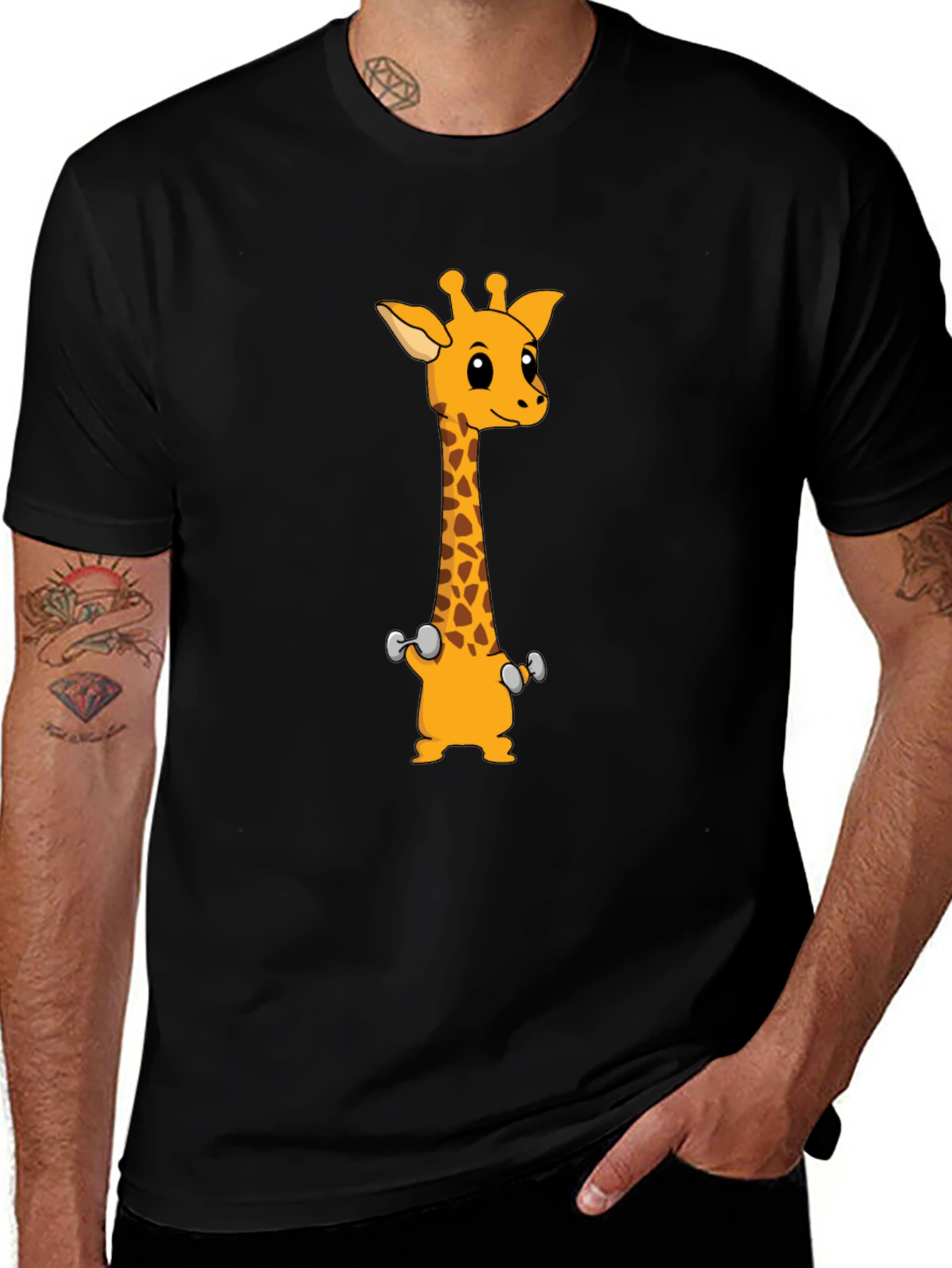 Giraffe Weights Black T-Shirt