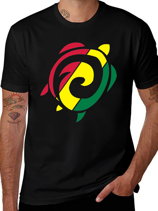 Rasta Turtle Graphic T-Shirt - Black Cotton Tee