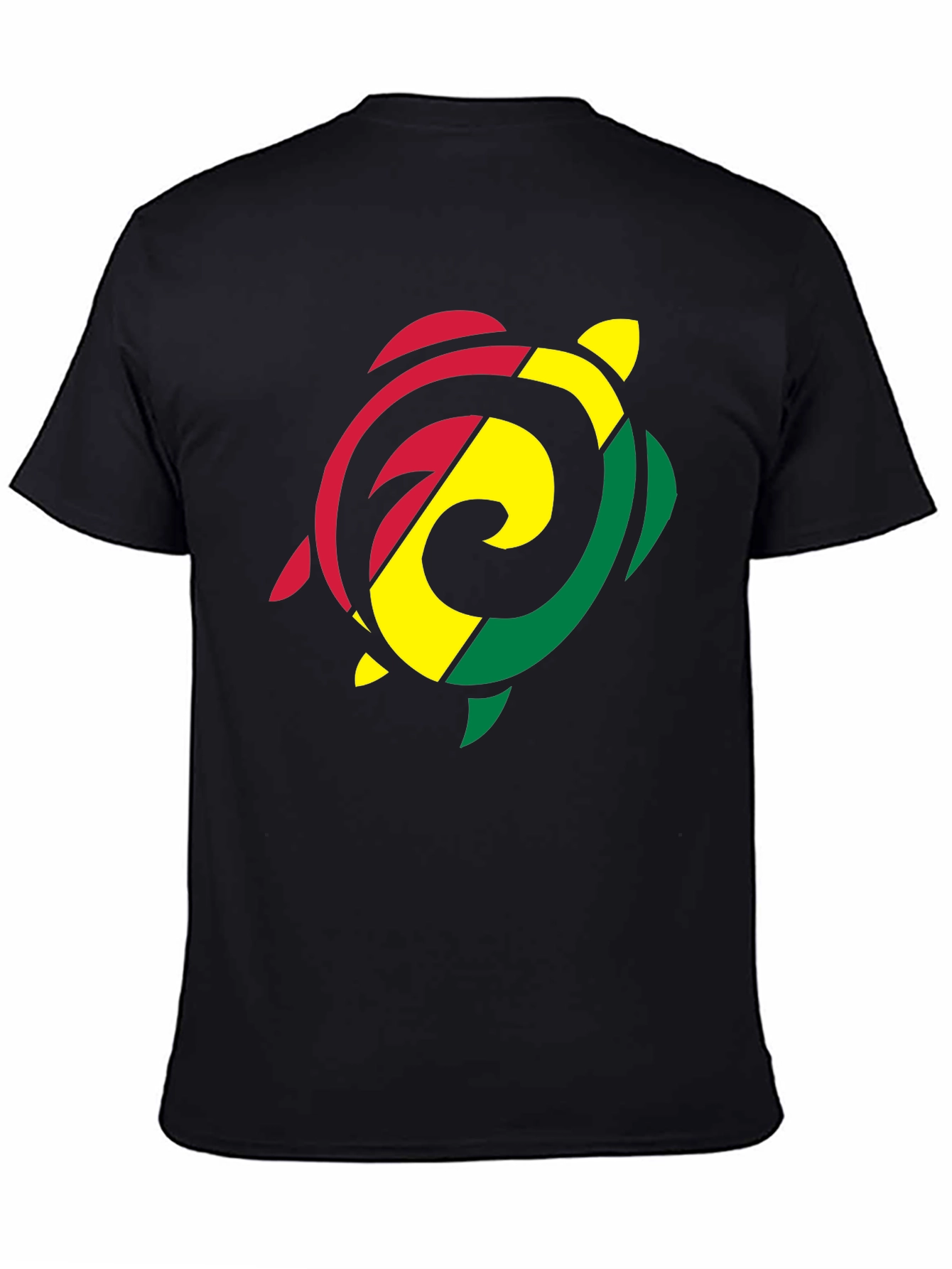 Rasta Turtle Graphic T-Shirt - Black Cotton Tee