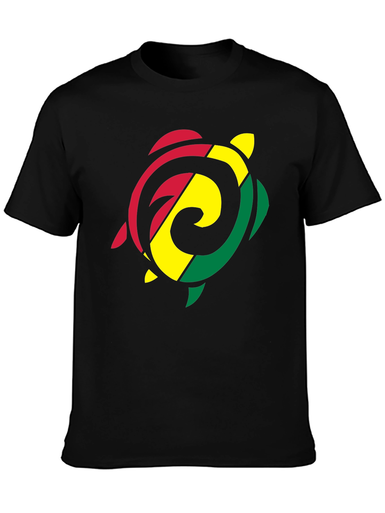 Rasta Turtle Graphic T-Shirt - Black Cotton Tee