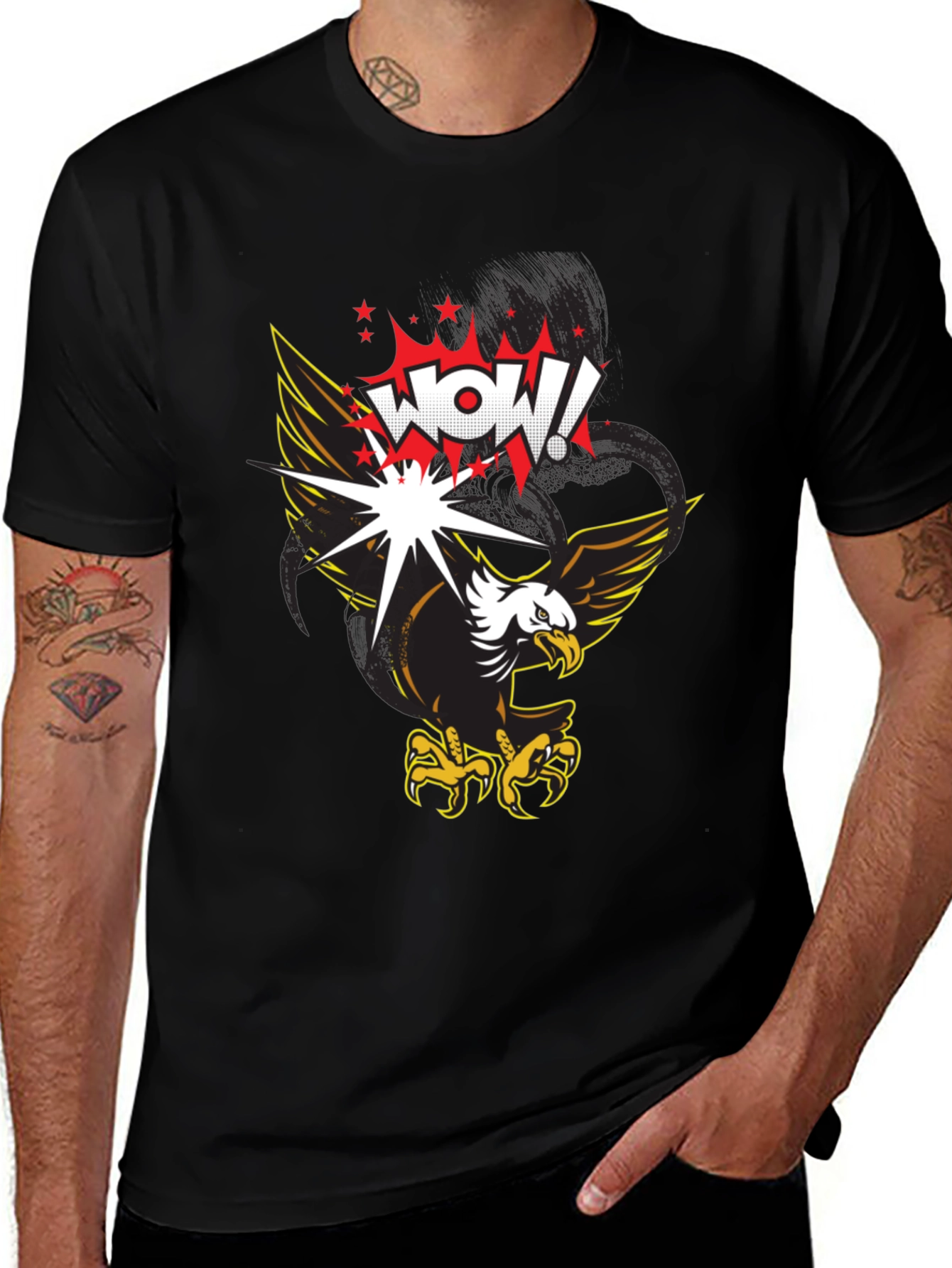 WOW! Eagle Graphic Print T-Shirt - Black
