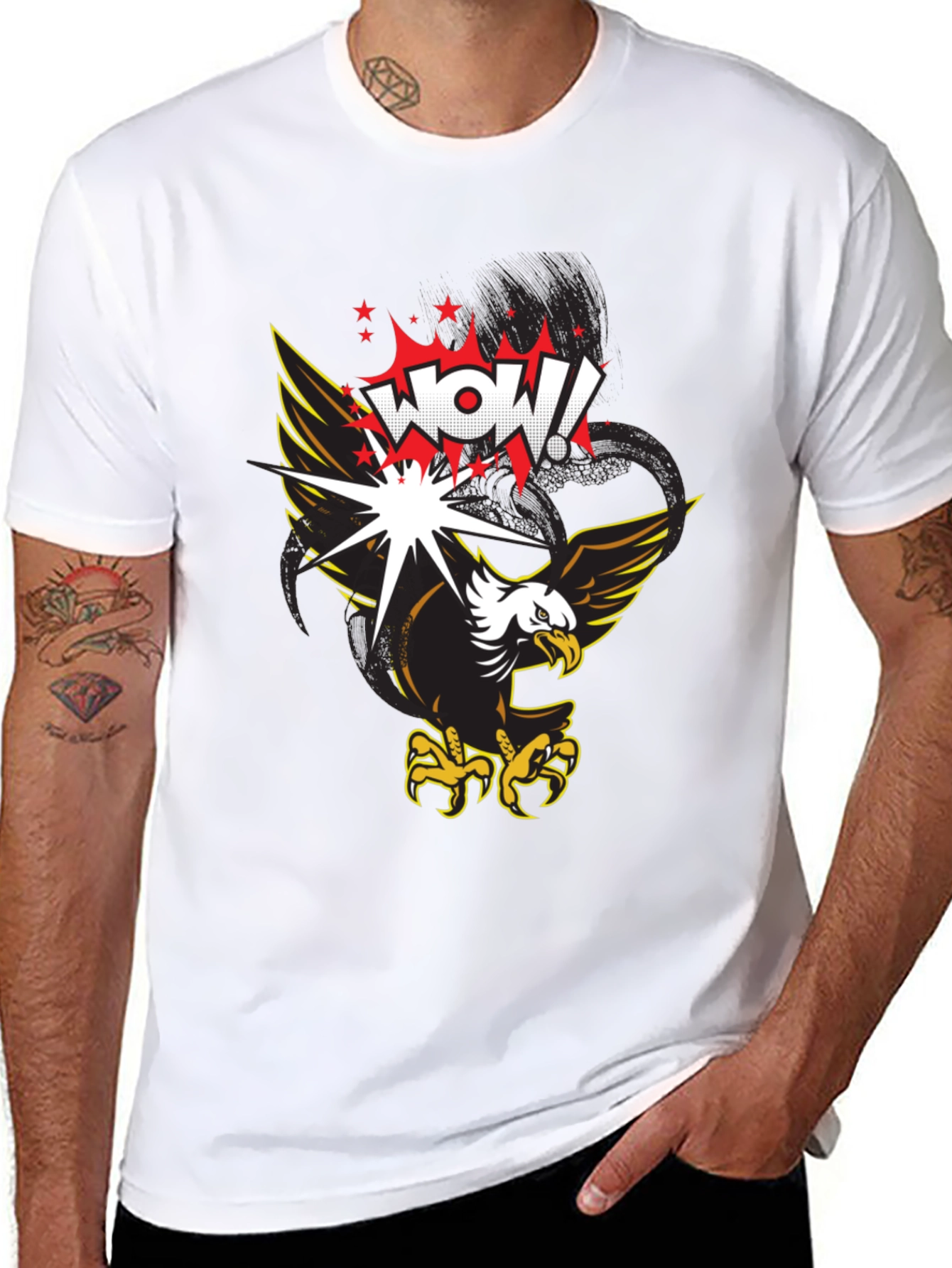 WOW! Eagle Graphic Print T-Shirt - Black