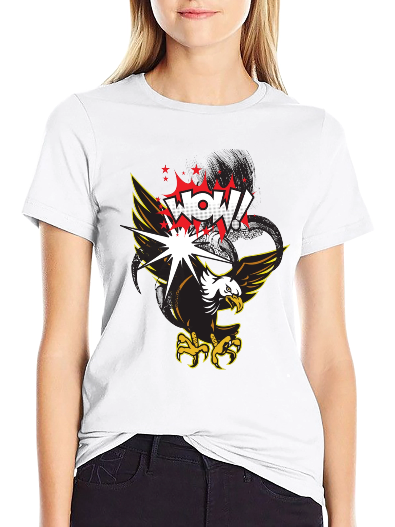 WOW! Eagle Graphic Print T-Shirt - Black
