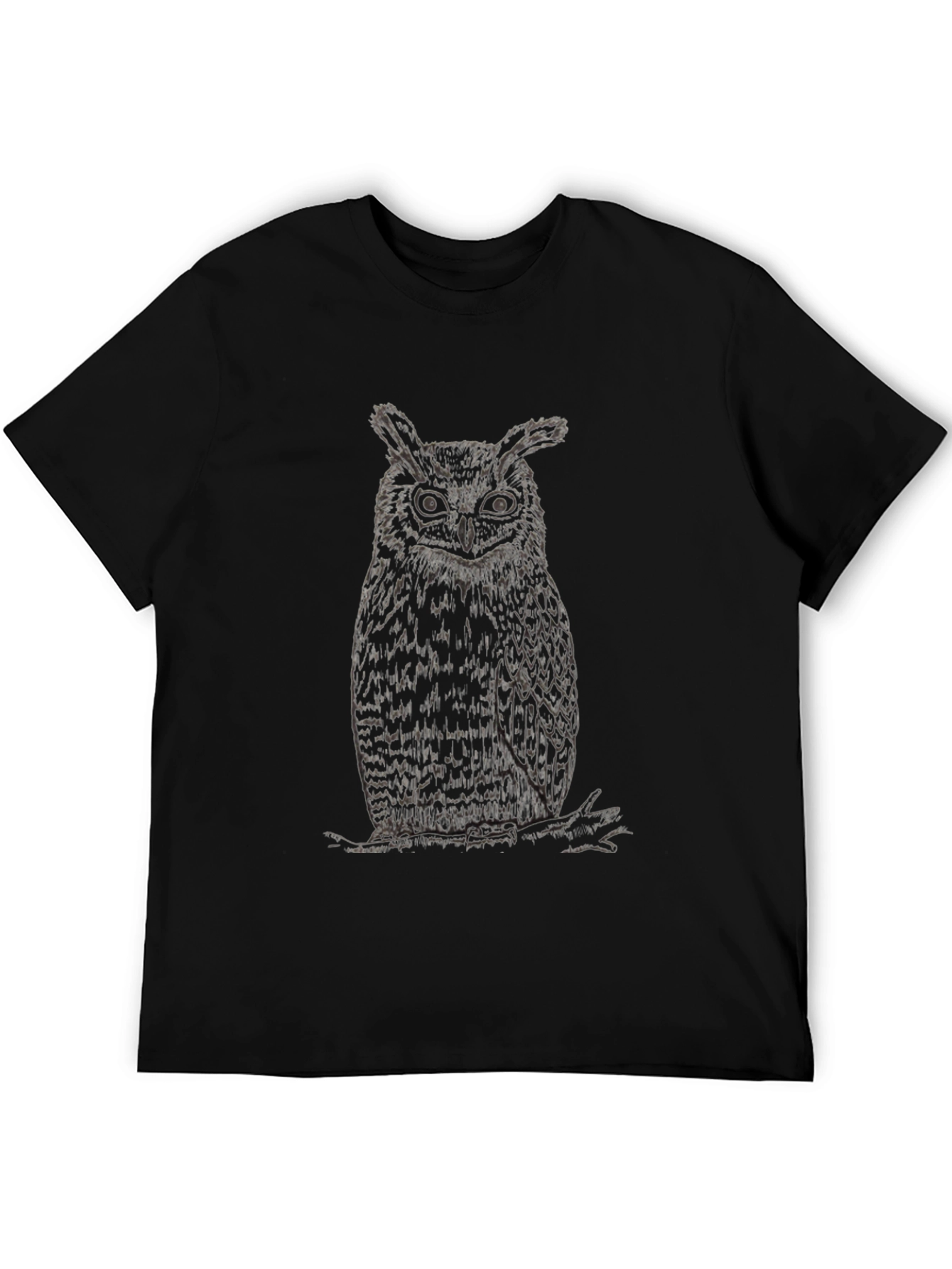 Owl Graphic Print T-Shirt - Mens Black Tee