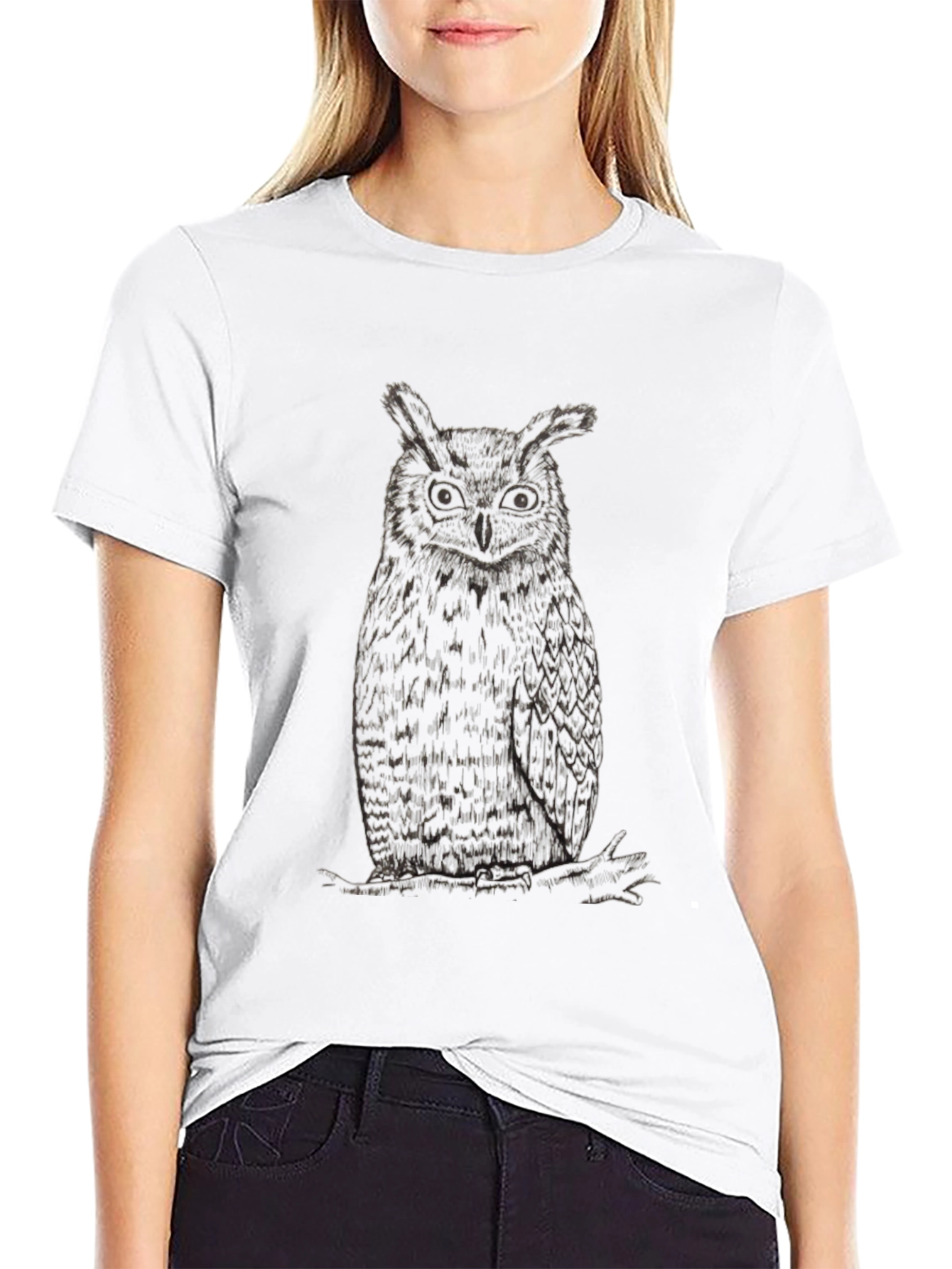 Owl Graphic Print T-Shirt - Mens Black Tee