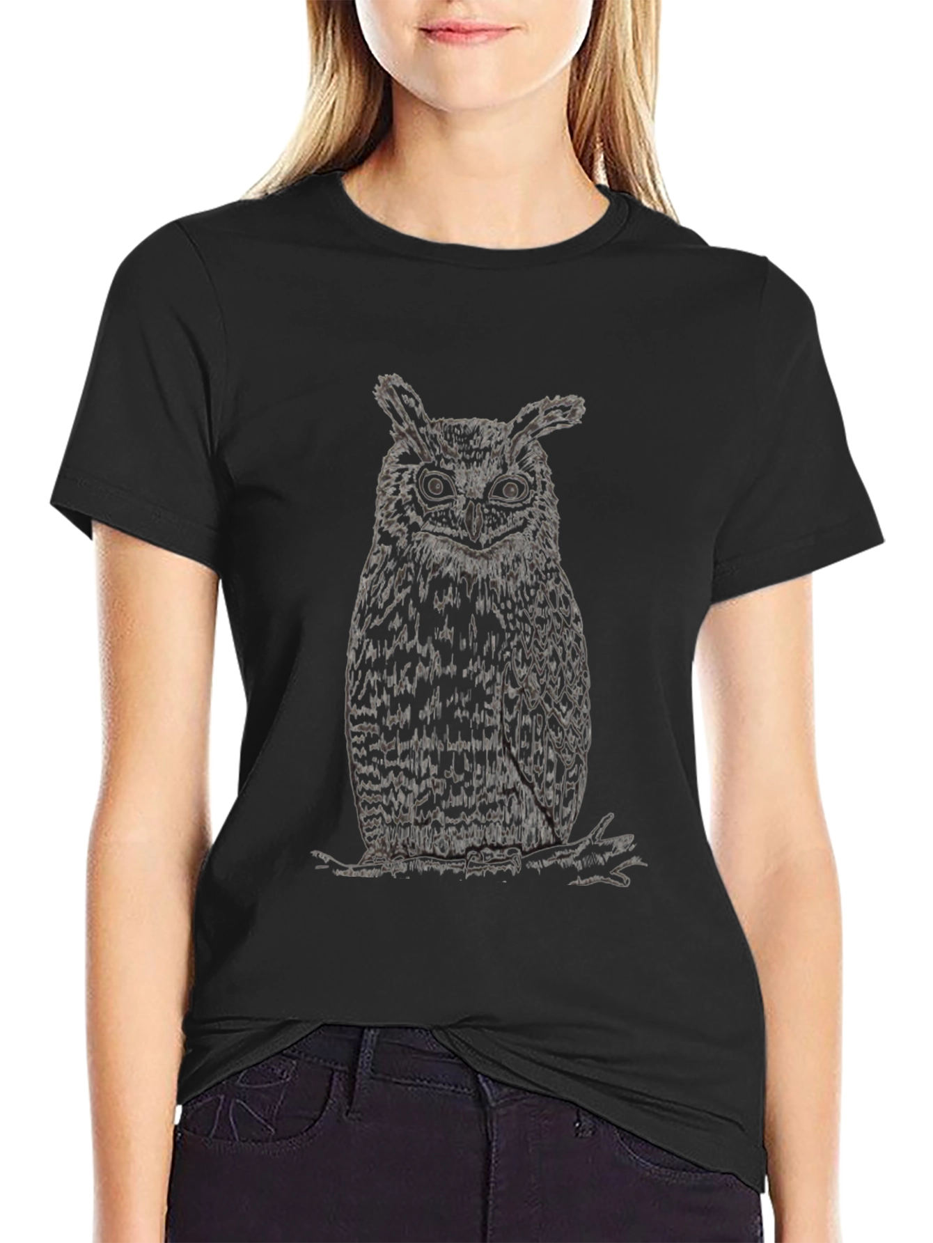 Owl Graphic Print T-Shirt - Mens Black Tee