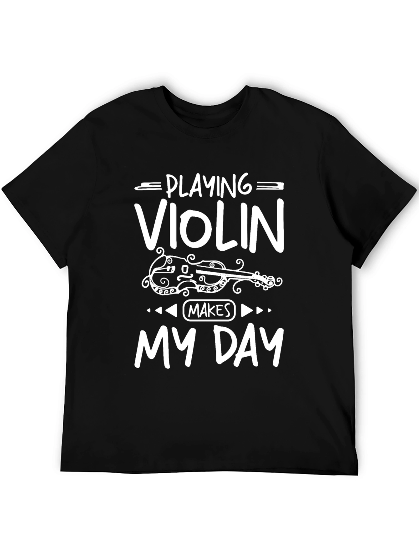 Playing Violin Makes My Day Black Graphic T-Shirt